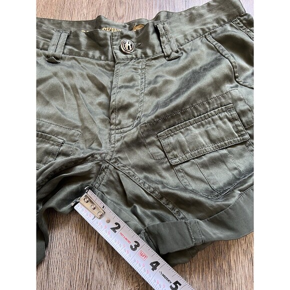 RICH & SKINNY 100% Silk Satin Low Rise Short Button Fly Pockets &Loops  Size 24 - Picture 7 of 7